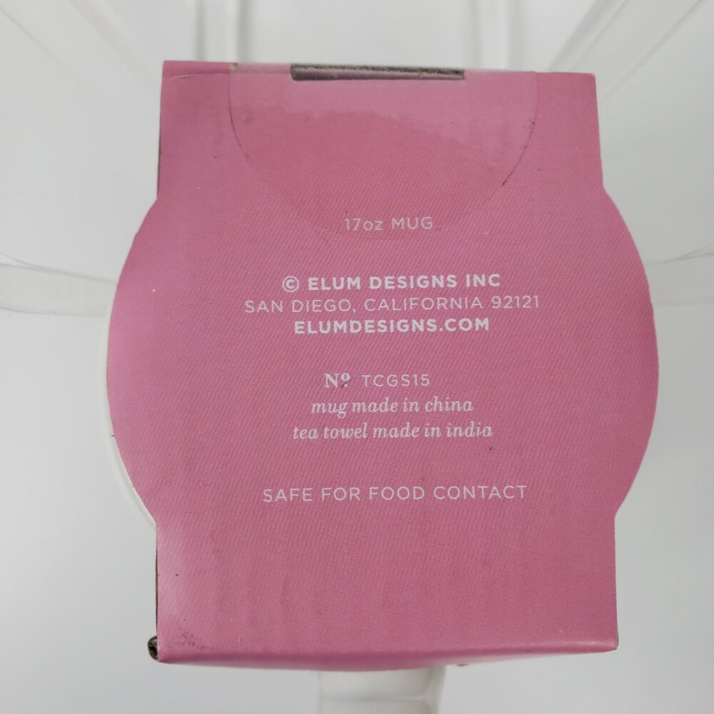 ELUM Pink & White Full Bloom Tea Towel & Mug Set, Spring Hostess Gift Floral NWT - Picture 6 of 6